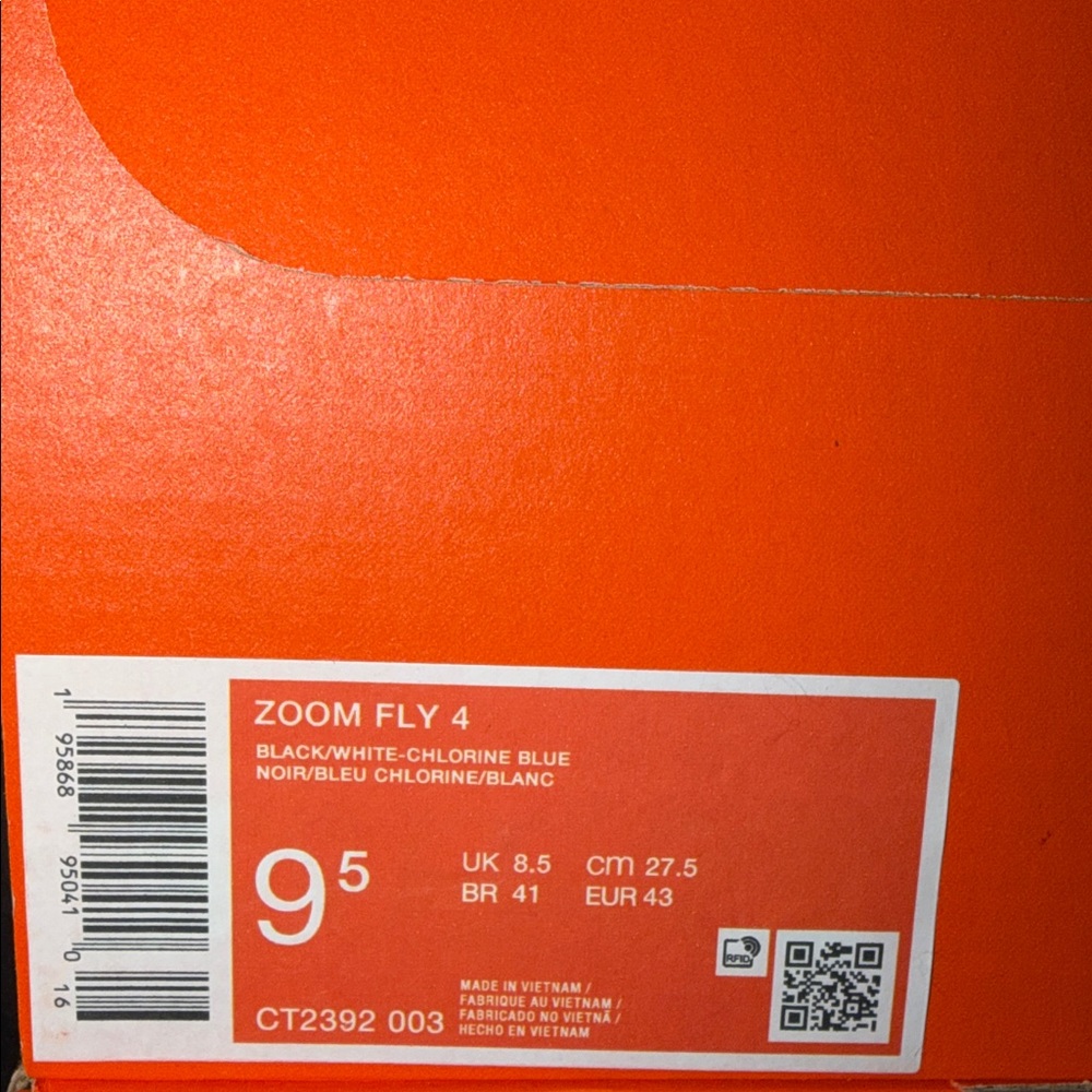 Nike Zoom Fly 4 Black Chlorine Blue CT2392-003 Men’s Size 9.5 - Picture 6 of 6